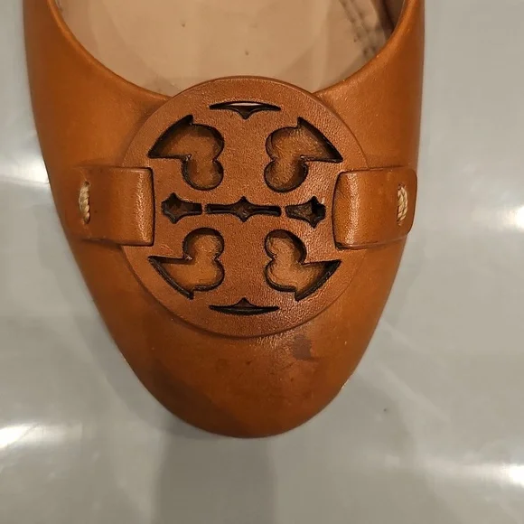 TORY BURCH Cognac Tan Leather Wedges
